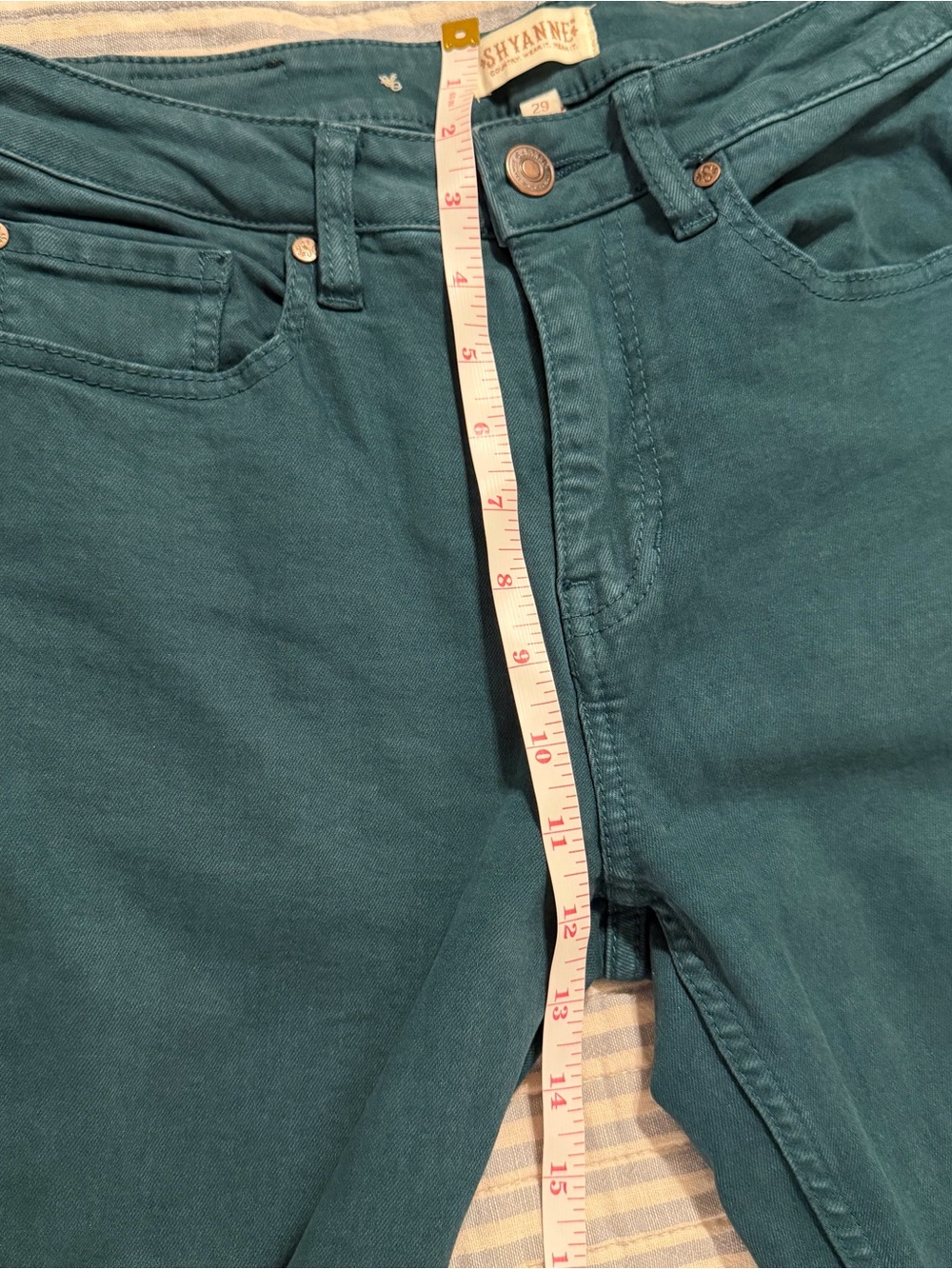 Shyanne Womens Boho Country Flare Western Bell Bottom Teal Jeans Size 29/34 - Picture 13 of 15